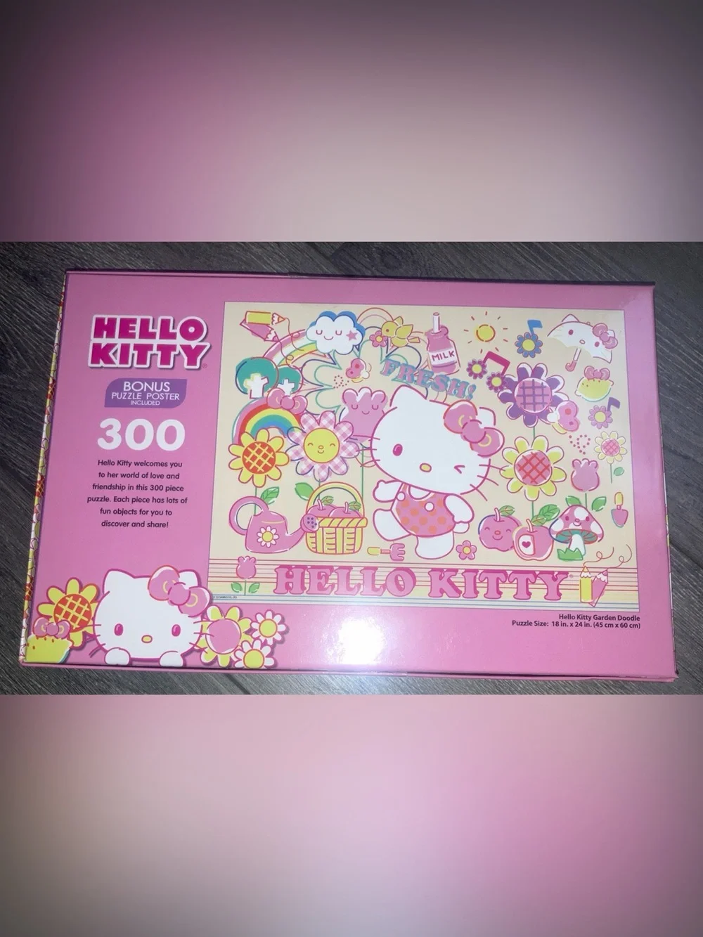 Hello Kitty Pink and Yellow Floral Cartoon Puzzle